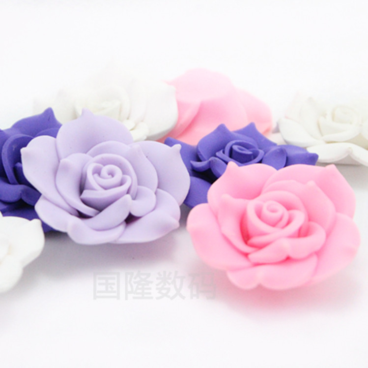 G1 軟陶薔薇花 4厘米山茶花 DIY手機殼貼鉆美容配件必備工廠,批發,進口,代購