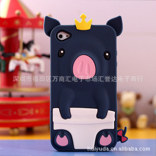 特價 蘋果5手機保護殼 皇冠豬保護套iphone5卡通矽膠套 卡通外殼工廠,批發,進口,代購