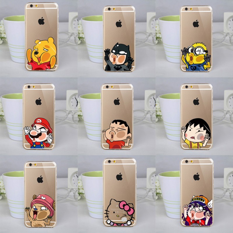 iPhone6撞玻璃系列卡通手機殼4S5S6PLUS保護殼TPU小黃人小新批發・進口・工廠・代買・代購
