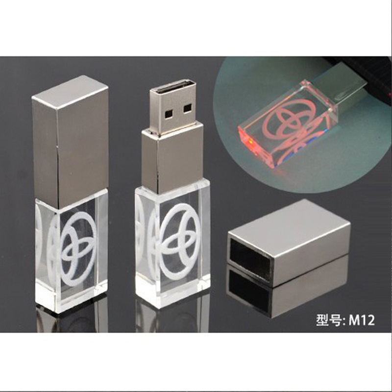 定製logo水晶u盤 帶燈水晶u盤 廣告隨身碟8G LED燈展會活動贈品工廠,批發,進口,代購