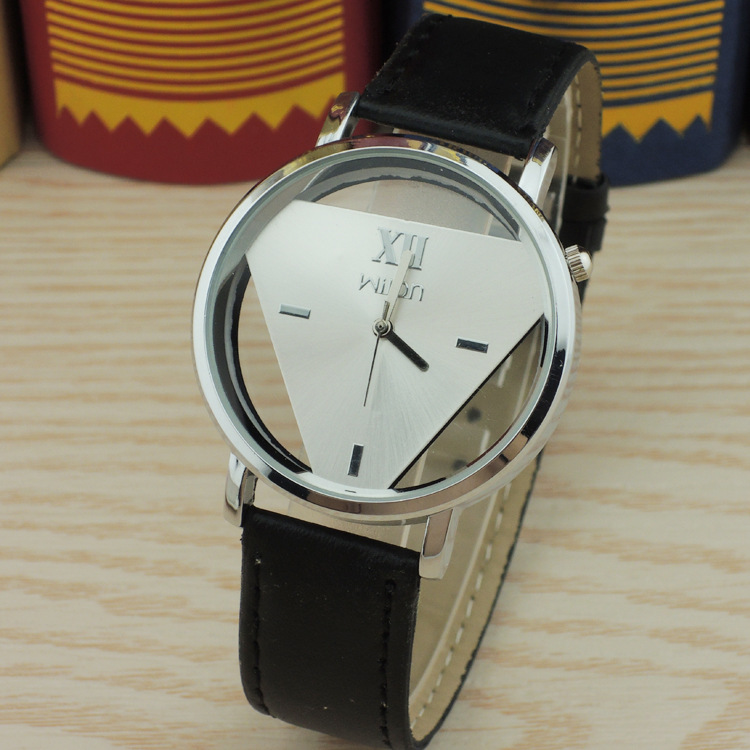 簡約潮流復古原宿三角形手錶韓國個性時尚雙麵鏤空學生皮帶情侶表工廠,批發,進口,代購