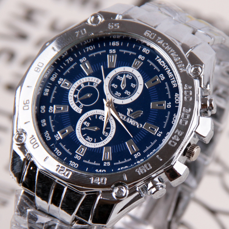 爆款手錶批發 三眼六針鋼帶手錶男 時尚男士手錶 石英表113001工廠,批發,進口,代購