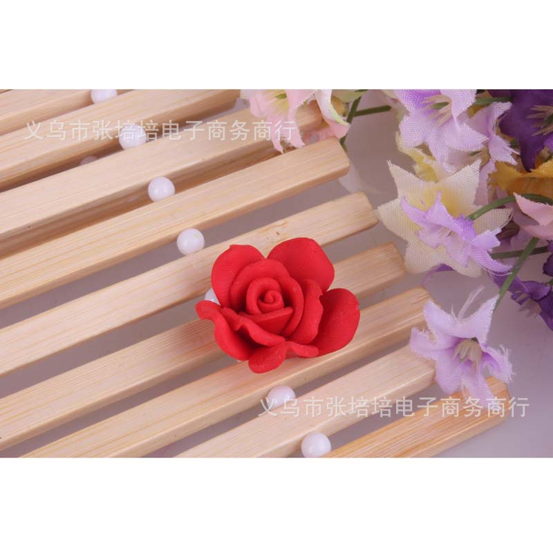 新款軟陶花 大紅/玫瑰花軟陶花 手機美容/diy飾品配件/手機貼鉆工廠,批發,進口,代購