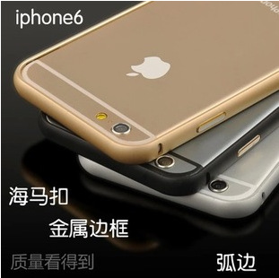 弧度 蘋果iphone6 plus 5.5寸金屬邊框 海馬扣手機保護套蘋果6工廠,批發,進口,代購