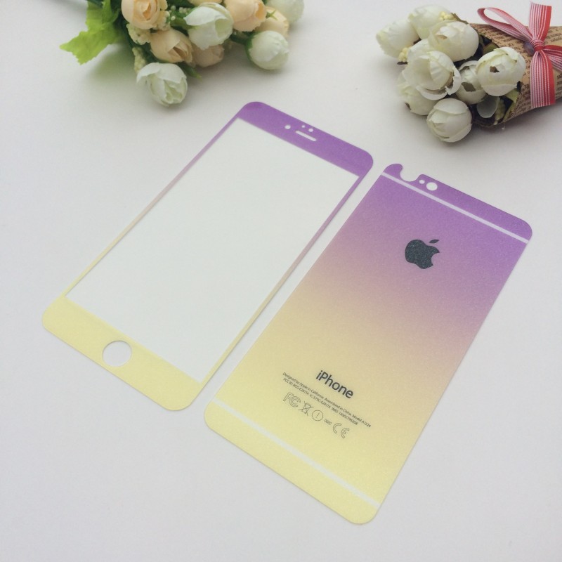 新款漸變閃粉鋼化膜 蘋果iPhone6/6PLUS 全屏鋼化膜 iPhone5彩膜工廠,批發,進口,代購
