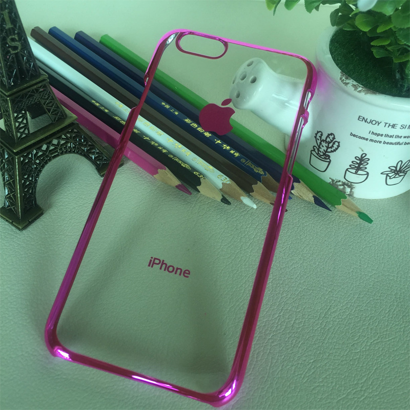 蘋果6電鍍邊PC手機殼 IPHONE6plus電鍍透明底手機保護套 新款貨工廠,批發,進口,代購