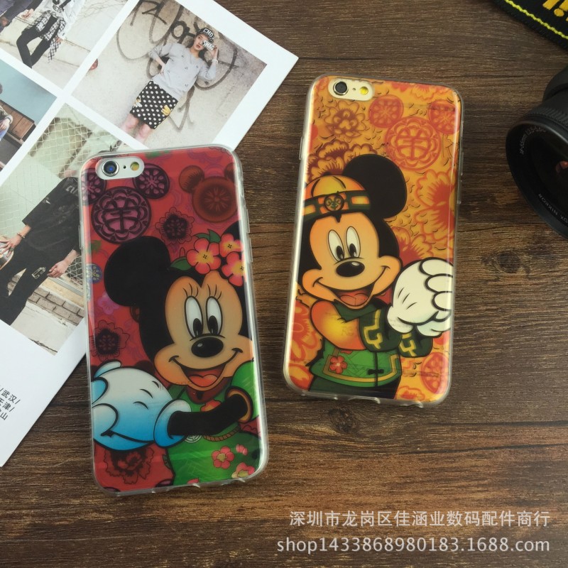 日韓風卡通iPhone6s米奇手機殼iPhone6 plus愛麗絲 波斯貓軟殼潮工廠,批發,進口,代購