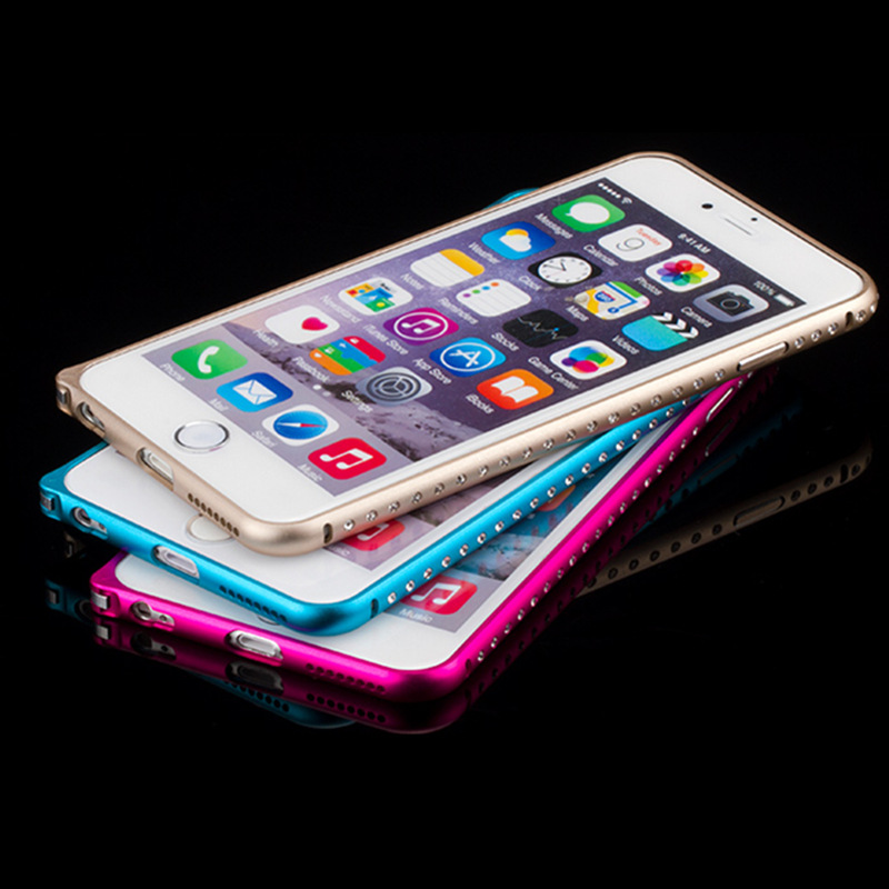 新款iphone6帶鉆金屬邊框 蘋果5手機殼蘋果6plus水鉆金屬邊框外殼工廠,批發,進口,代購