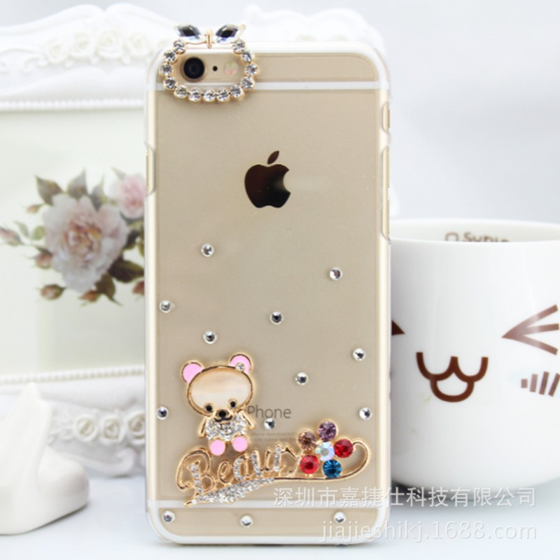水鉆手機殼 iPhone6手機保護套新款外貿蘋果6splus維尼熊配件批發工廠,批發,進口,代購