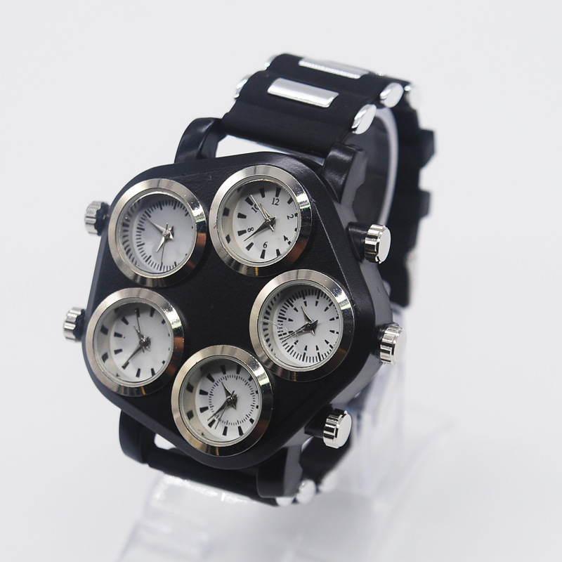 時尚男士大表盤手錶 迪賽休閒多時區矽膠手錶批發・進口・工廠・代買・代購