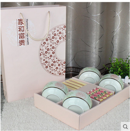 廠傢直銷陶瓷套裝碗筷 商務禮品餐具套裝碗筷 婚慶回禮陶瓷碗筷工廠,批發,進口,代購