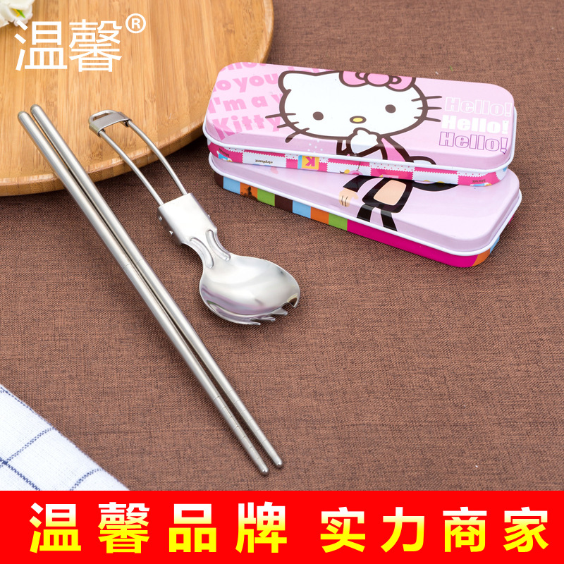 韓國進口學生運動戶外野營精品折疊勺子筷子套裝精品批發餐具工廠,批發,進口,代購