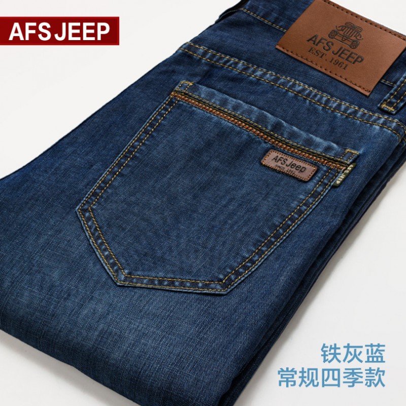 正品AFS JEEP戰地吉普秋冬款男式牛仔褲中腰直筒商務男裝厚款長褲工廠,批發,進口,代購