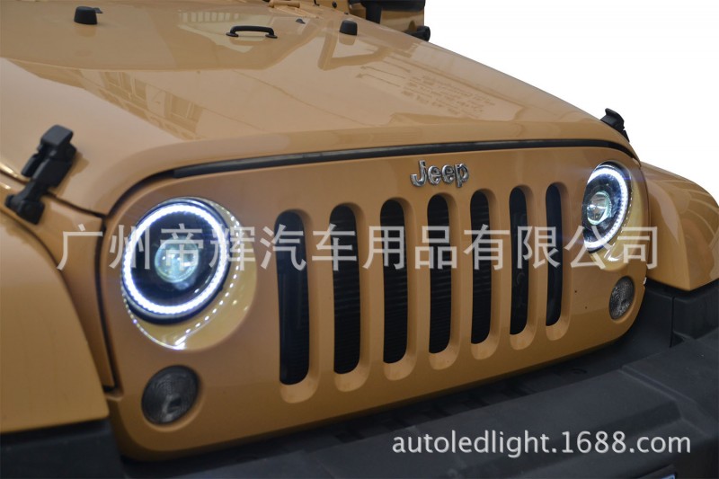 JEEP 牧馬人成品改裝款氙氣大燈總成 牧馬人車前大燈改裝 天使眼工廠,批發,進口,代購