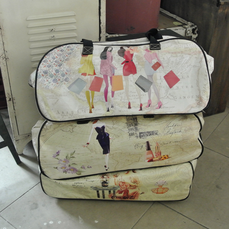 麥西傢居歐美pu皮軟風景圖案拉桿橫款手提旅行袋旅行包雜款工廠,批發,進口,代購