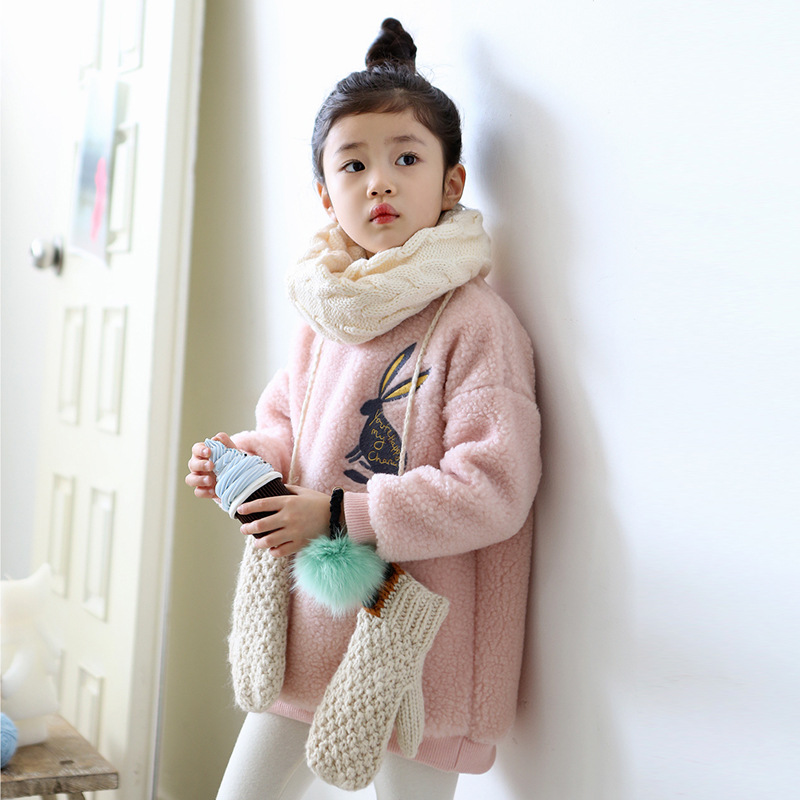 韓國童裝冬款加厚 羊羔絨保暖女童外套中長款 中大童爆款一件代發工廠,批發,進口,代購