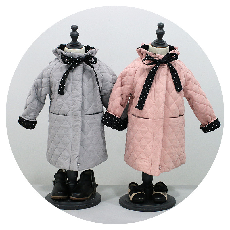 PAPAMAMA韓國版外貿品質童棉衣 冬款童裝花邊領加絨加厚女童棉衣工廠,批發,進口,代購