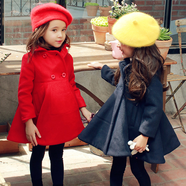 童裝2015秋冬新款韓國韓版女童呢大衣加厚中長款毛呢新年童外套工廠,批發,進口,代購