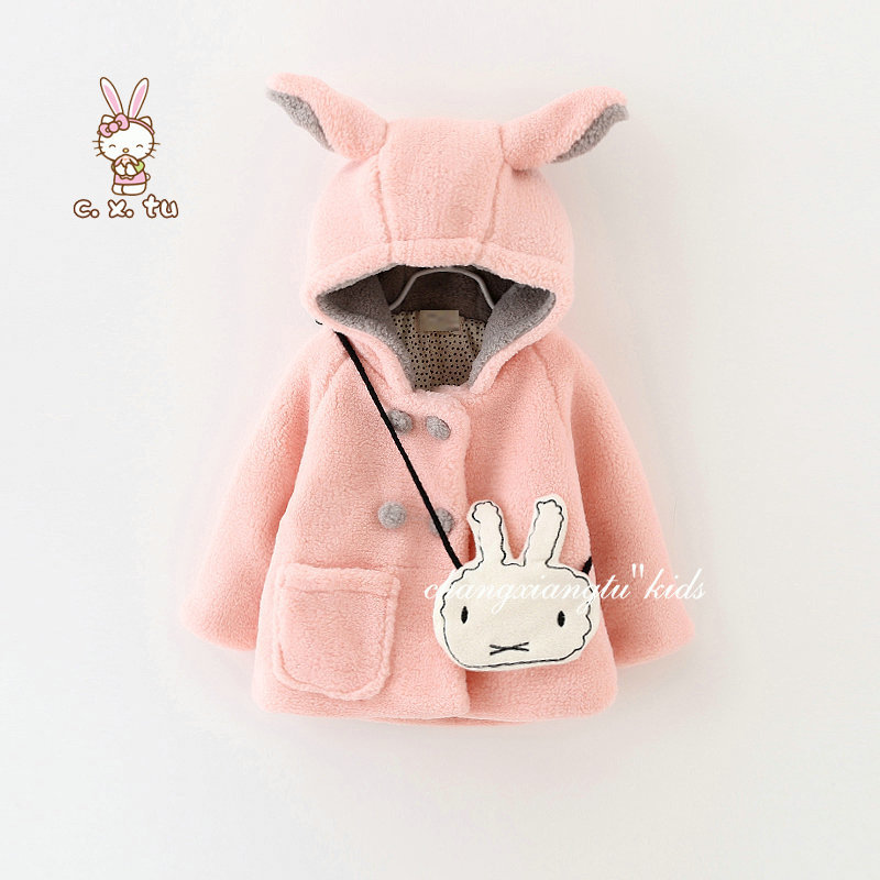 2015冬季新款童裝 韓版女童雙排扣毛絨兔子口袋童外套批發X545工廠,批發,進口,代購