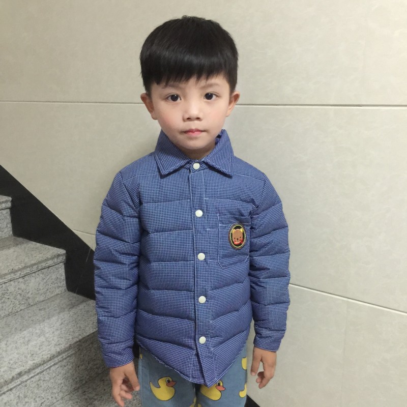 2015新品兒童羽絨衣 格子襯衫版潮童羽絨衣 男童韓版童裝一件代發工廠,批發,進口,代購