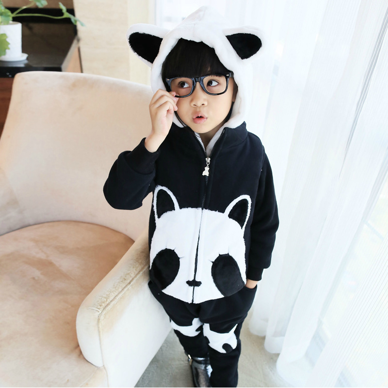 一件代發冬季2015新款潮韓版女童加絨加厚大衛衣熊貓三件套裝冬裝工廠,批發,進口,代購