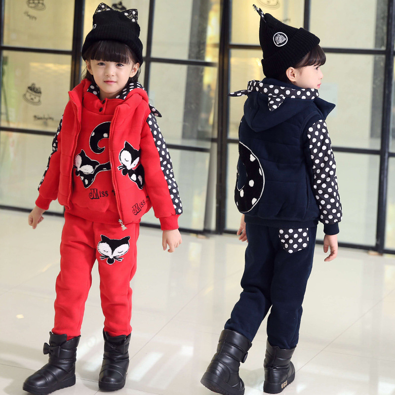 2015冬款韓版童裝童套裝男童女童兒童加厚衛衣三件套衛衣套裝工廠,批發,進口,代購