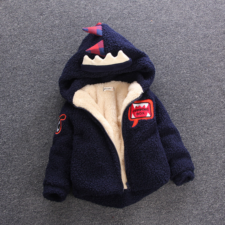 2015冬季新款 韓版 可愛恐龍 小中童男童 羊羔毛 連帽夾克外套工廠,批發,進口,代購