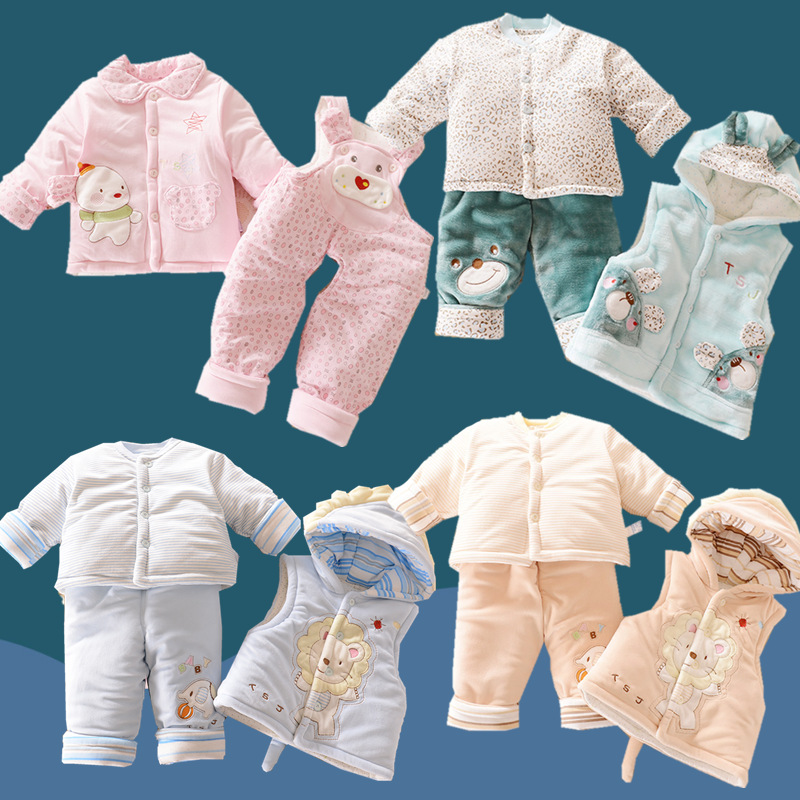 韓版嬰幼兒童裝 寶寶棉衣外出服 新生兒衣服嬰兒棉襖套裝秋冬加厚批發・進口・工廠・代買・代購
