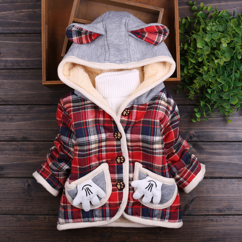 2015童裝新款男女童冬季韓版格子羊羔絨外套兒童連帽棉衣批發批發・進口・工廠・代買・代購