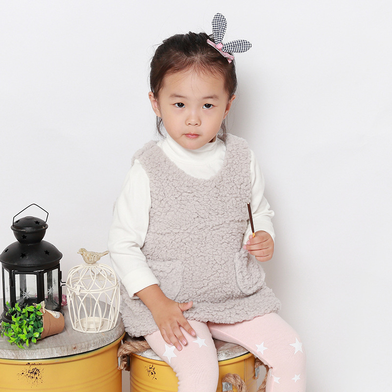 韓國冬季新款加厚馬甲柔軟單色可愛韓版中小童女童連衣裙韓國進口工廠,批發,進口,代購