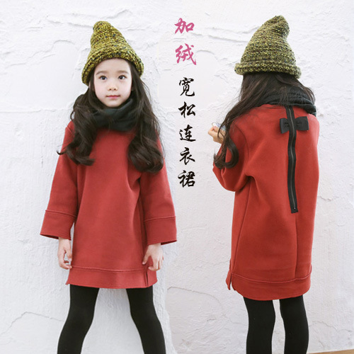 【拉鏈直筒裙】QZ1103最新韓版女童衛衣兒童純棉加絨連衣裙工廠,批發,進口,代購
