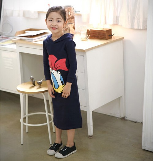 女童裙2015韓國秋季新款韓版親子連衣裙中大童可可鴨米奇連帽裙工廠,批發,進口,代購
