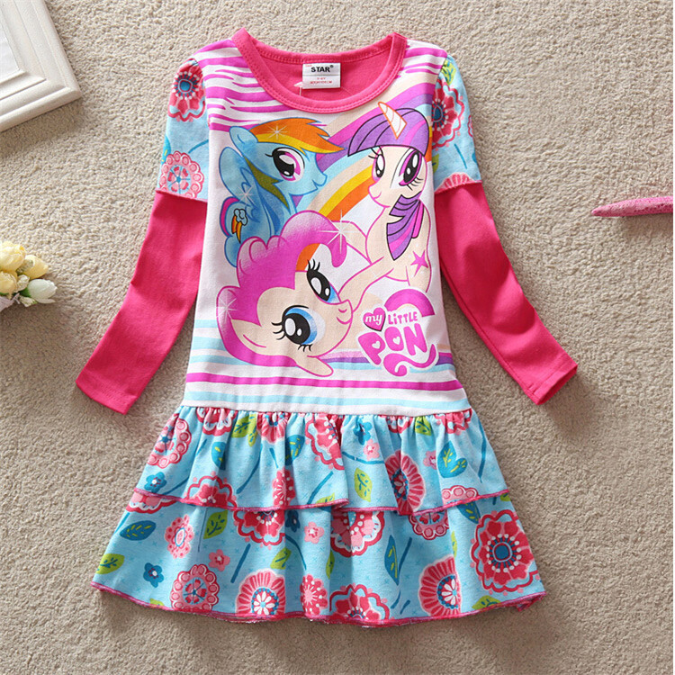 2015歐美外貿女童春款童裝 小馬寶莉長袖連衣裙 My Little Pony工廠,批發,進口,代購