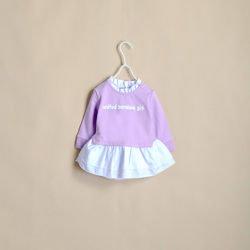 2015韓版女童裙 寶寶假兩件連衣裙 字母印花 女童拼接款可愛裙子工廠,批發,進口,代購