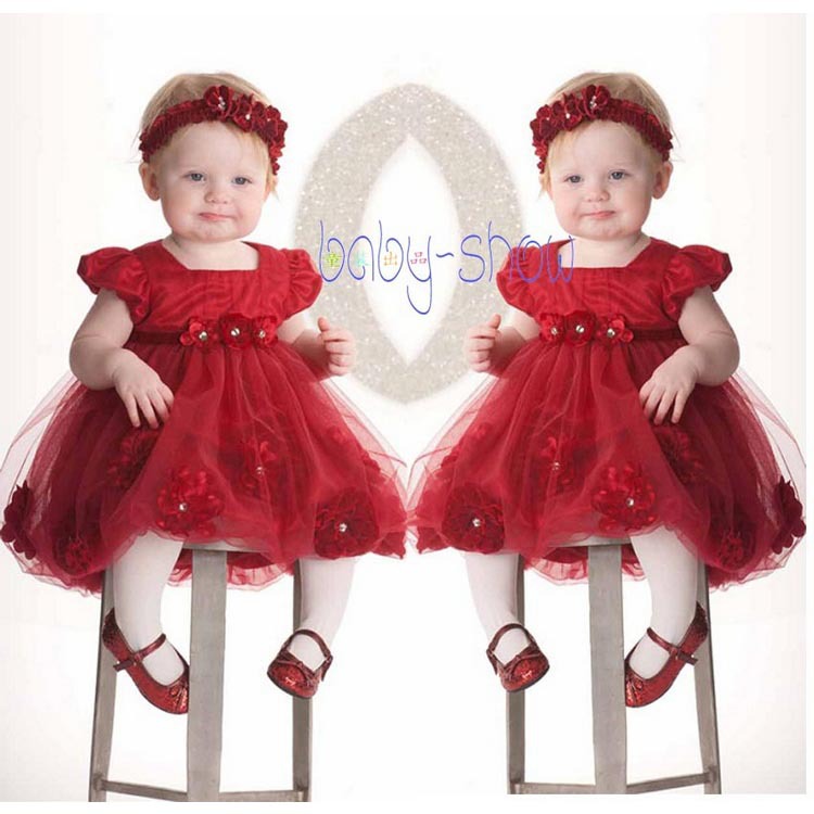 一件代發 後拉鏈短袖女童公主裙 大紅色童連衣裙 花朵公主裙 049工廠,批發,進口,代購