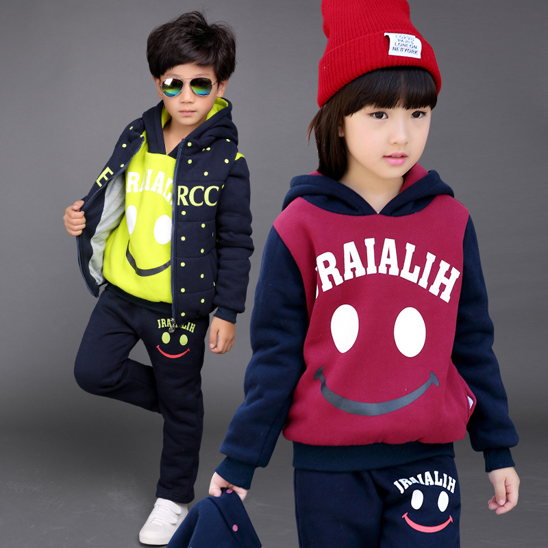 童套裝冬款女童套裝2015兒童加絨加厚三件套男童韓版童裝一件代發工廠,批發,進口,代購