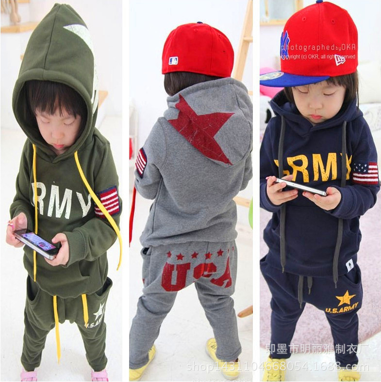 2015新款秋款韓版兒童套裝純棉男女童32印花運動套裝童衛衣兩件套工廠,批發,進口,代購