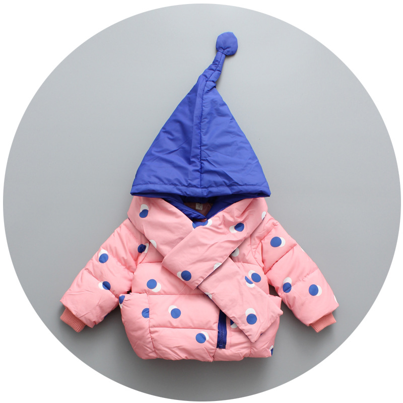 女童冬裝2015新款 韓版可愛圓點印花 女童加厚棉衣外套批發・進口・工廠・代買・代購