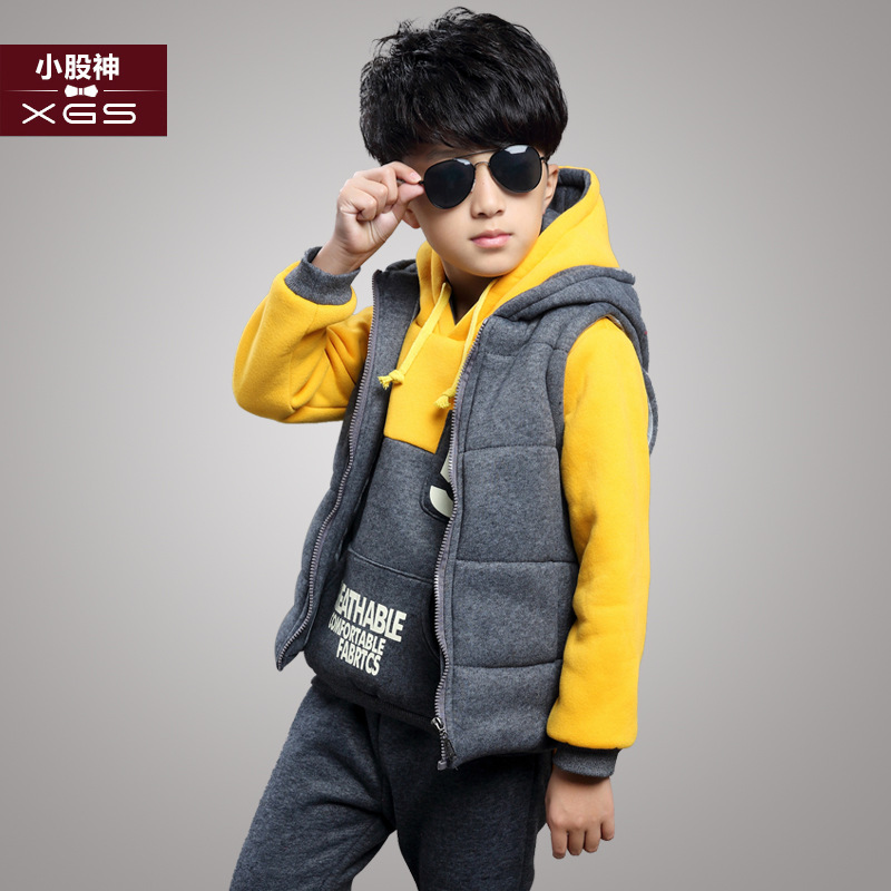 童裝2015新款男童衛衣套裝加厚中大童冬款套裝兒童長袖三件套批發工廠,批發,進口,代購