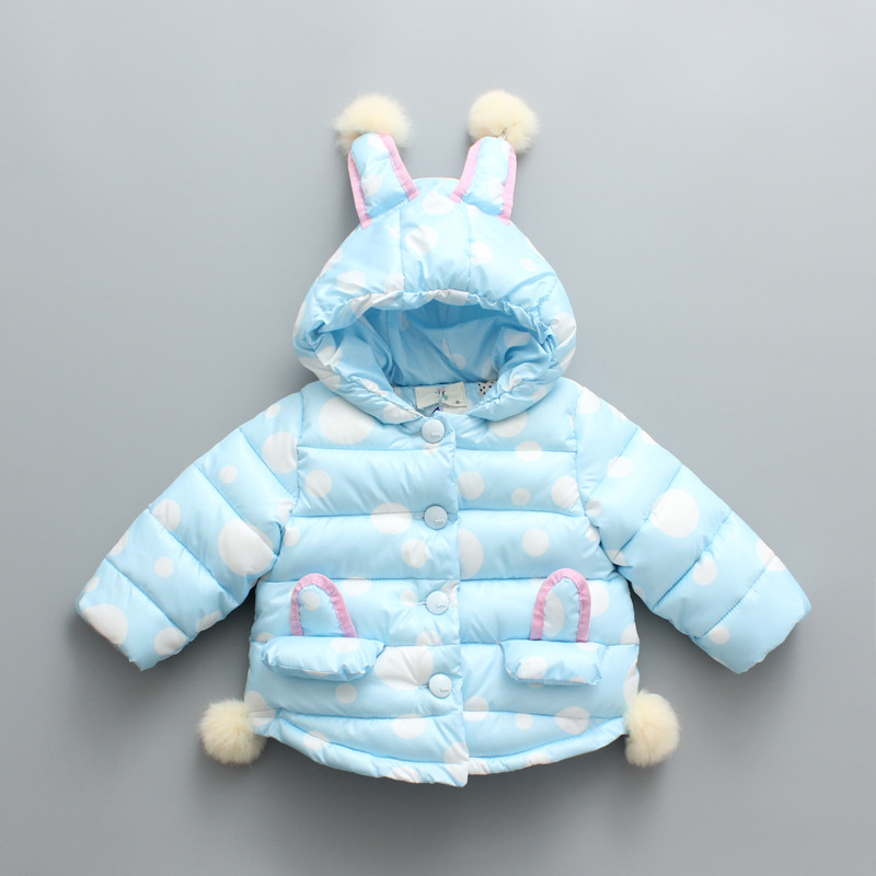 女童冬裝2015新款 韓版可愛圓點毛球 女童加厚塞棉棉衣外套工廠,批發,進口,代購