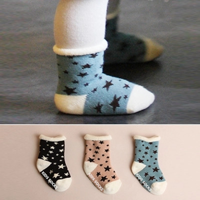 韓國新款冬季加厚毛巾襪 五角星松口毛圈兒童襪嬰兒寶寶防滑襪子工廠,批發,進口,代購