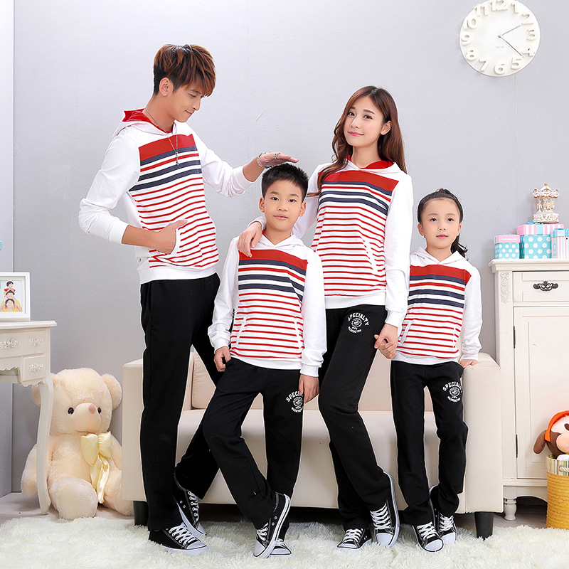 韓國條紋親子裝秋裝冬款品牌母女子裝傢庭裝男女童套裝一件代發工廠,批發,進口,代購