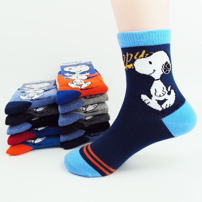 2015新款史努比秋冬厚棉 全棉兒童襪盒裝 正品學生襪混色批發6061工廠,批發,進口,代購