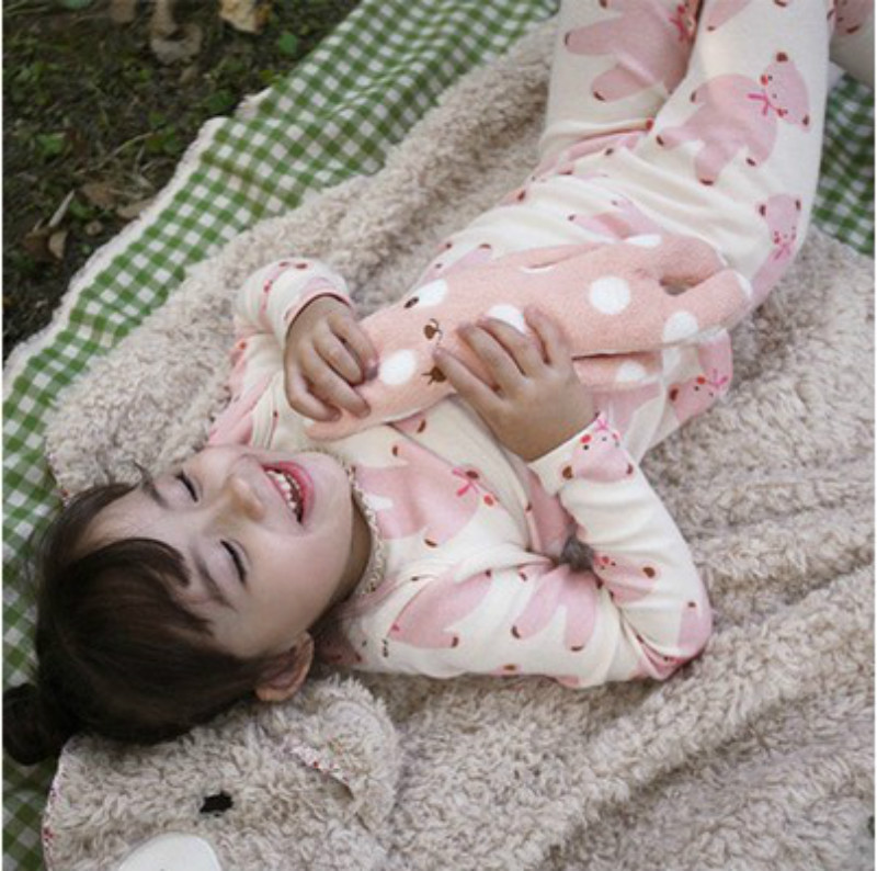 韓國童裝加厚女童傢居服純棉不倒絨兒童保暖內衣套裝寶寶睡衣批發批發・進口・工廠・代買・代購