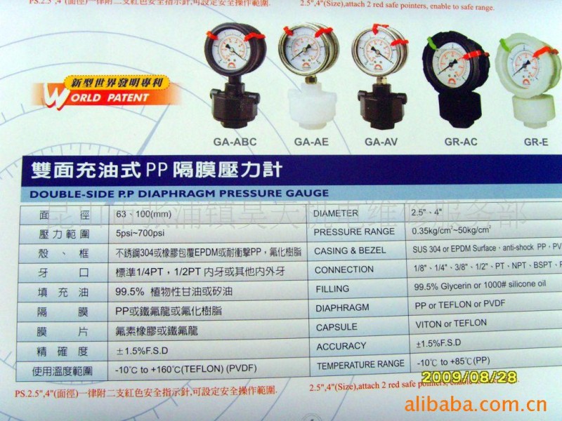 STIKO壓力表雙麵沖油式PP隔膜壓力計 耐震數字壓力表 隔膜壓力計批發・進口・工廠・代買・代購
