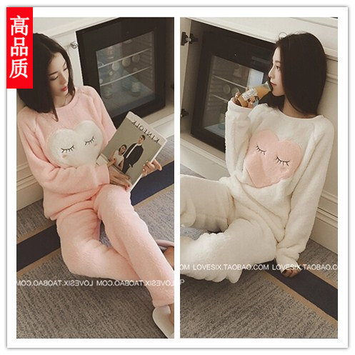 2015秋裝韓國新款可愛毛絨睡衣珊瑚絨兩件套裝女冬工廠,批發,進口,代購
