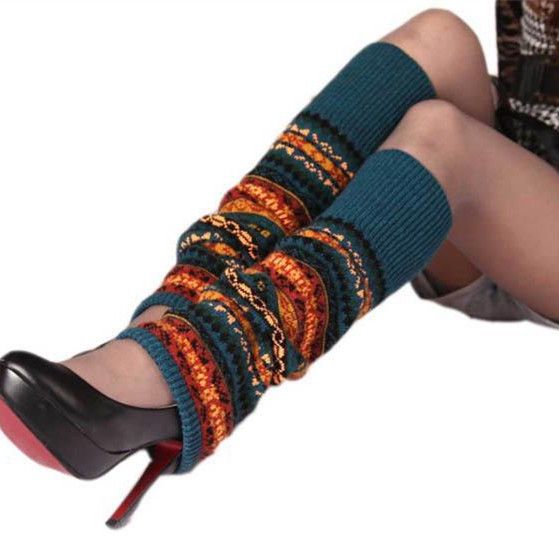 秋冬熒光迷彩波西米亞加厚毛線堆堆襪套 女士不過膝靴套護腿套工廠,批發,進口,代購