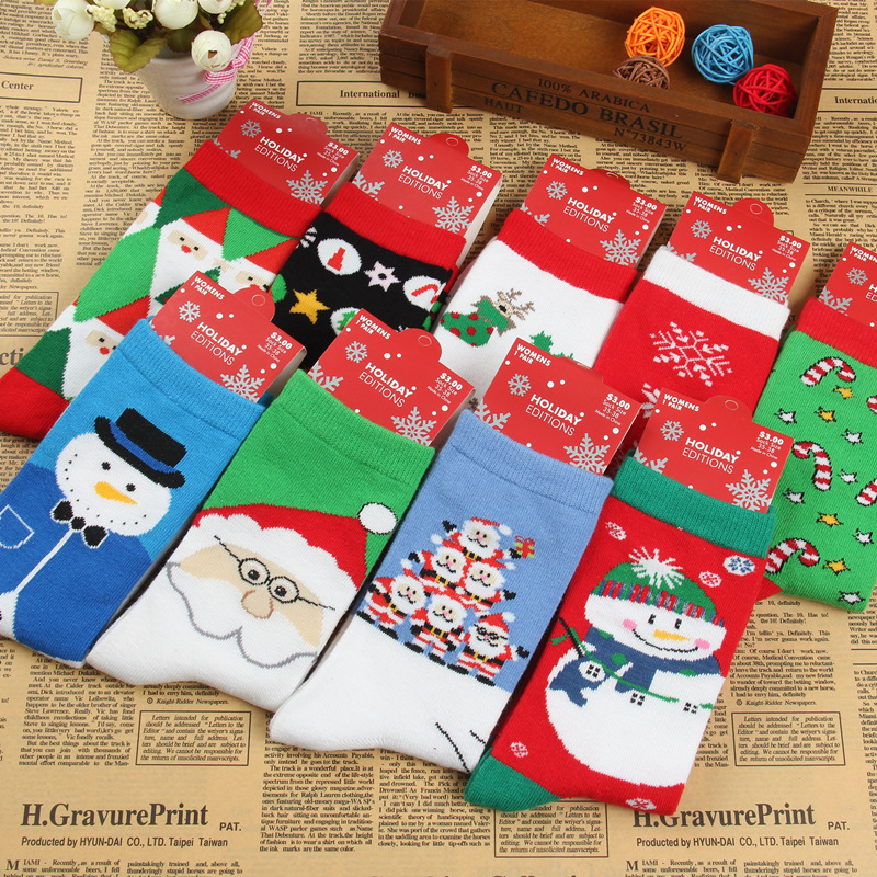 外貿全棉情侶聖誕襪 可愛麋鹿/雪花/聖誕老人節日禮盒襪子批發工廠,批發,進口,代購