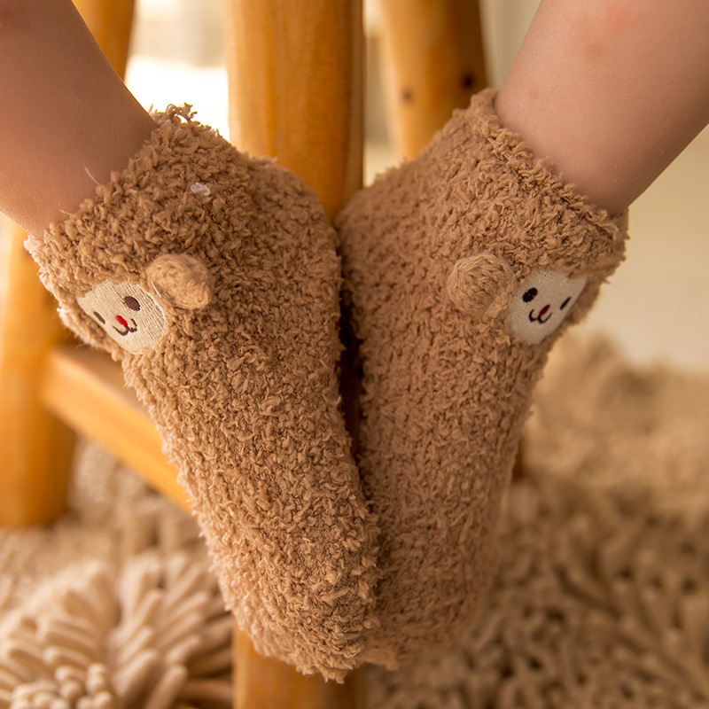 caramella 2015秋冬新品拉毛加絨加厚兒童襪 珊瑚半邊絨毛巾童襪工廠,批發,進口,代購