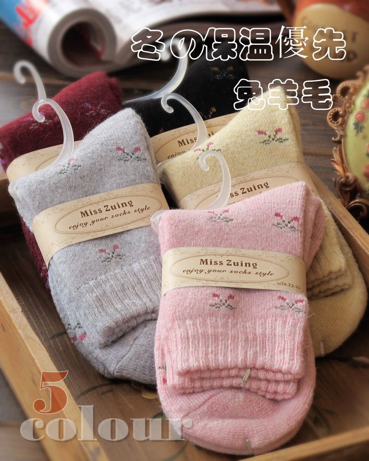 櫻桃兔羊毛毛圈襪  冬季加厚保暖毛巾襪子 清新女生穿著好品質批發・進口・工廠・代買・代購